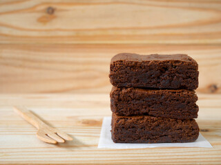 Stack of homemade chocolate brownies