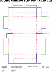 Double Adhesive Flip Top Mailer Box Packaging Design Template Diagram