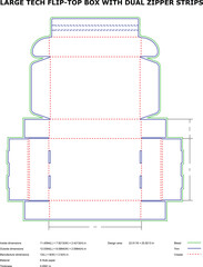 Large Tech Flip Top Box Packaging Design with Dual Zipper Strips