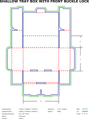 Shallow Tray Box Packaging Design with Front Buckle Closure Diagram