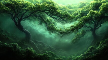 Lush, mystical forest scene
