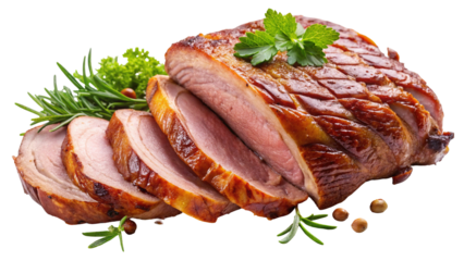 Delicious roasted pork loin recipe: perfect for dinner, holidays, and special occasions on transparent background