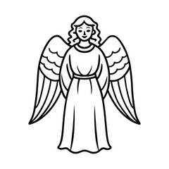 angel figure sketch line art vector