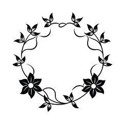 black vector silhouette floral border art