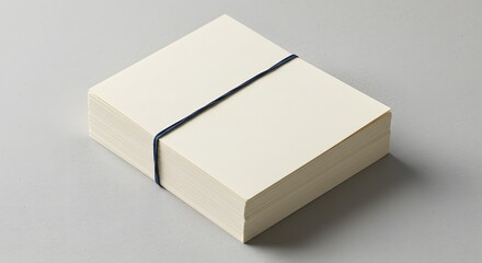 A stack of blank notecards secured by a rubber band