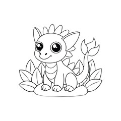 Cute Dragon Coloring Page For Kids Fun	