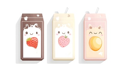 Fototapeta premium Cute carton drinks with fruit designs.