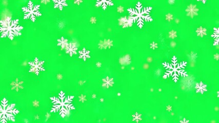 Snowflakes falling animation, transparent 4K video, green screen - Powered by Adobe