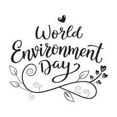 typography World Environment vector with handwritten calligraphy