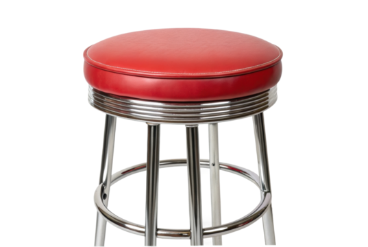 PNG Retro red bar stool with chrome base