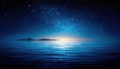 Starry night over calm sea