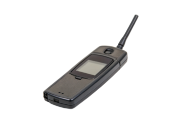 PNG Vintage black mobile phone with antenna on white background