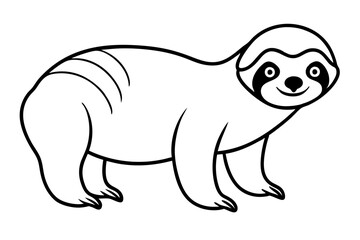 sloth silhouette line art vector illustration with a white background