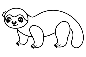 sloth silhouette line art vector illustration with a white background
