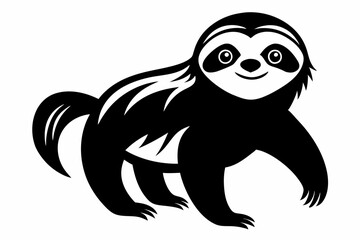 sloth silhouette line art vector illustration with a white background