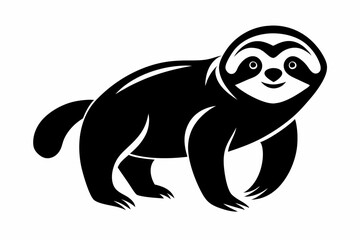 sloth silhouette line art vector illustration with a white background