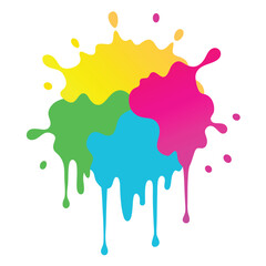 Obraz premium Vibrant Color Splash with Dripping Paint Abstract Design Element on White