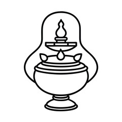 earthen lamp traditional line art vector