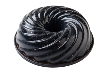 PNG Elegant galaxy swirl cake with black mirror glaze and edible glitter