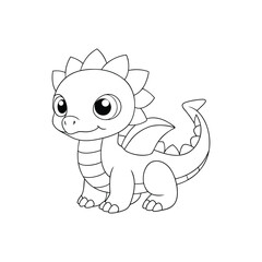 Cute Little Dragon Baby Coloring Page Printable	