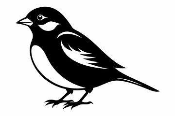 sparrow silhouette line art vector illustration with a white background