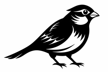 sparrow silhouette line art vector illustration with a white background