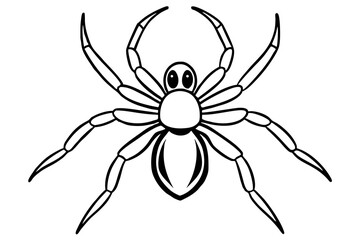 spider silhouette line art vector illustration with a white background