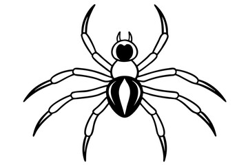 spider silhouette line art vector illustration with a white background