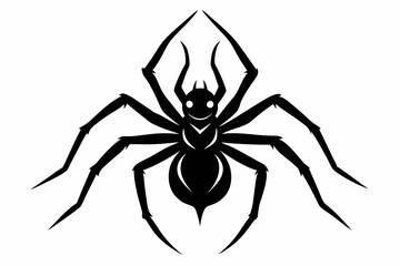 spider silhouette line art vector illustration with a white background