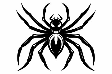 spider silhouette line art vector illustration with a white background