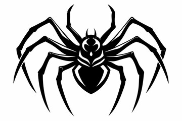 spider silhouette line art vector illustration with a white background