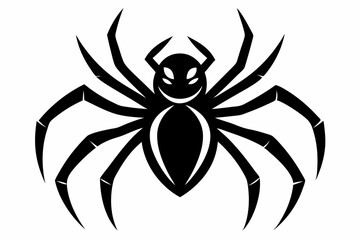 spider silhouette line art vector illustration with a white background