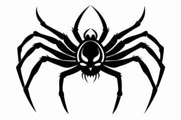 spider silhouette line art vector illustration with a white background