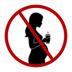 Caffeine prohibited for pregnant woman. Pictogram