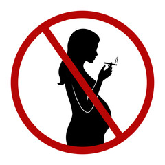 Smoking prohibited for pregnant woman. Pictogram