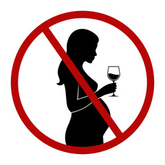 Alcohol prohibited for pregnant woman. Pictogram