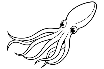 squid silhouette line art vector illustration with a white background