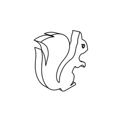 The outline of a large squirrel symbol is made with black lines. 3D view of the object in perspective. Vector illustration on white background