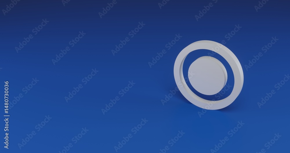 Poster isolated realistic white radio button symbol with shadow. located on the right side of the scene. 3d