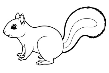 squirrel silhouette line art vector illustration with a white background