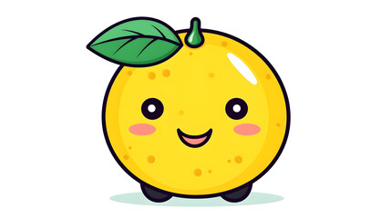 Silhouette Kawaii Happy Lemon Cartoon Vector Illustration for Fruit Lovers
