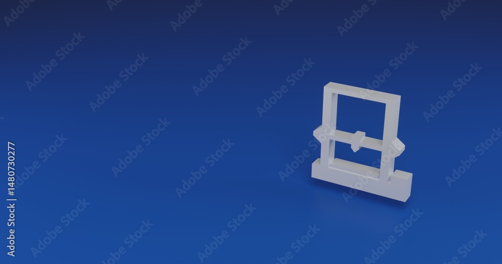 Poster isolated realistic white 3d printer symbol with shadow. located on the right side of the scene. 3d i