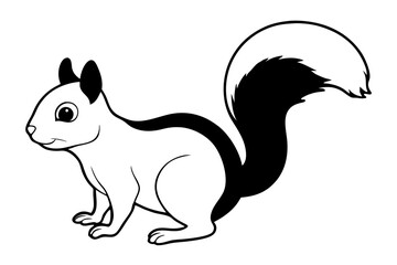 squirrel silhouette line art vector illustration with a white background