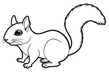 squirrel silhouette line art vector illustration with a white background