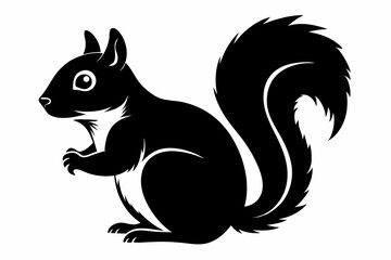 squirrel silhouette line art vector illustration with a white background