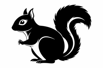 squirrel silhouette line art vector illustration with a white background