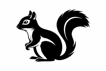 squirrel silhouette line art vector illustration with a white background