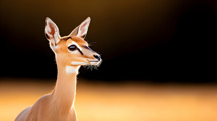 Obraz premium Light Brown Antelope Gazelle at Sunset in African Savanna
