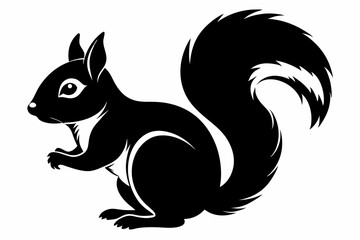 squirrel silhouette line art vector illustration with a white background