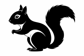 squirrel silhouette line art vector illustration with a white background
